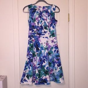 Colorful watercolor-like Fit and Flare dress Sz 4
